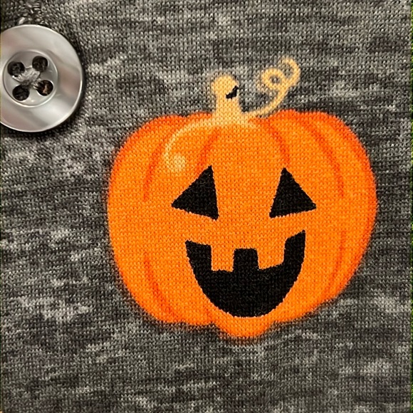 JACK O’LANTERN 2pc Pajama Set * 1X SHORTS Short Sleeve Button Down * Gray Orange - Picture 7 of 11